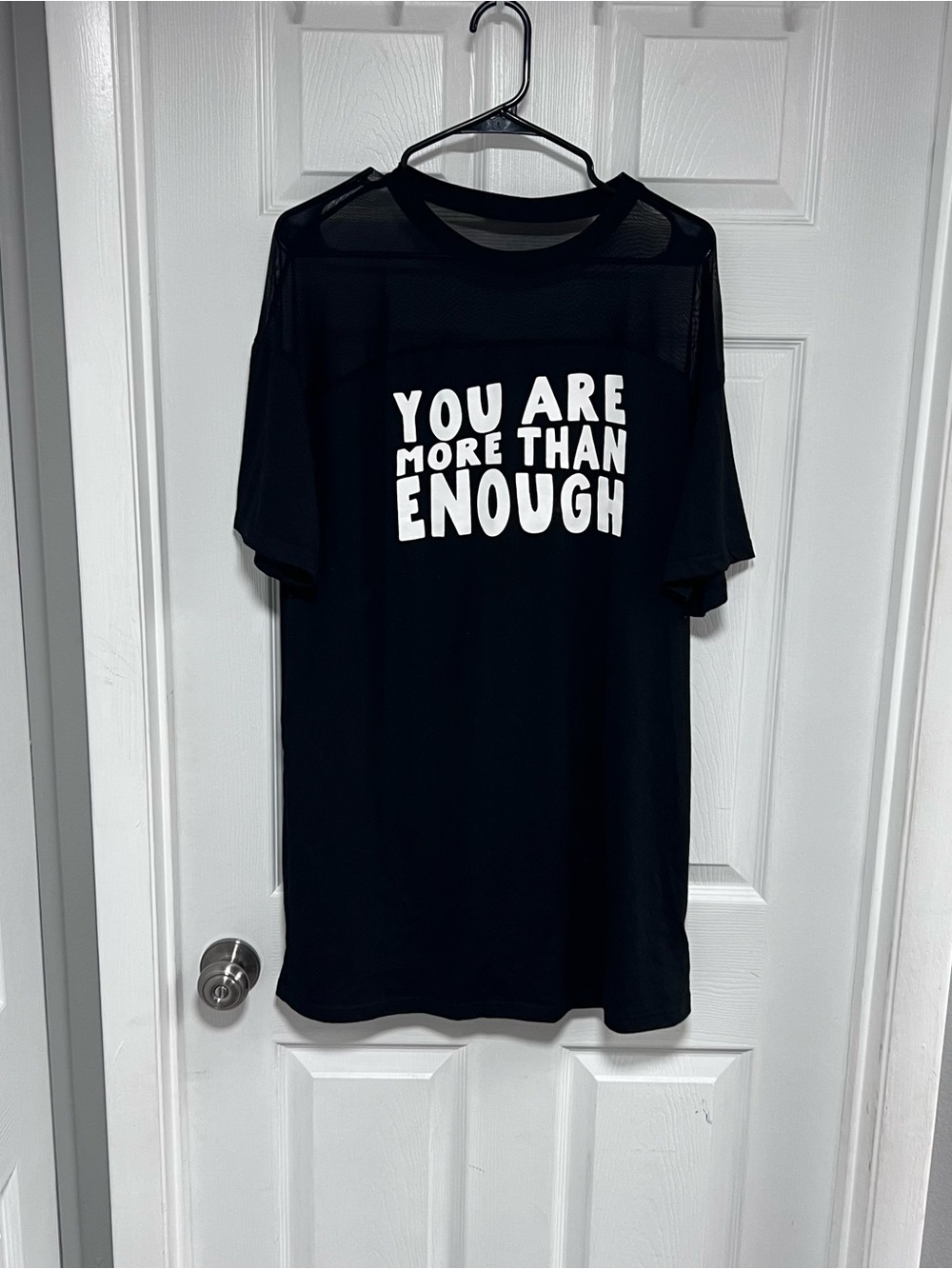Black Short-Sleeve Graphic Tee - You Are More Than Enough Size L